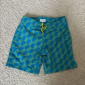 Crewcuts Blue and Green Geometric Kids Shorts